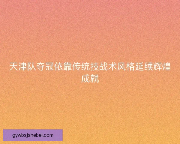 天津队夺冠依靠传统技战术风格延续辉煌成就