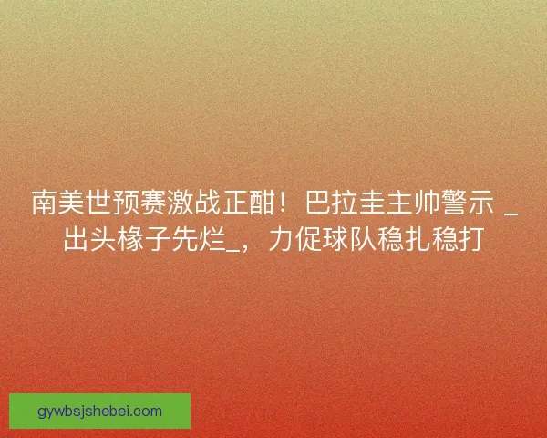 南美世预赛激战正酣！巴拉圭主帅警示 _出头椽子先烂_，力促球队稳扎稳打