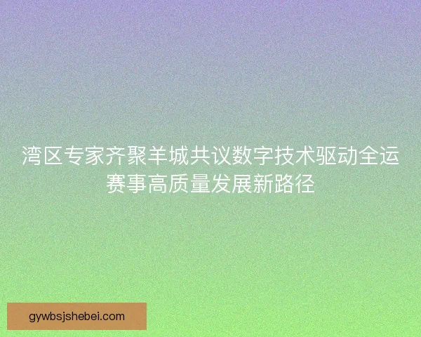 湾区专家齐聚羊城共议数字技术驱动全运赛事高质量发展新路径 湾区专家齐聚羊城共议数字技术驱动全运赛事高质量发展新路径